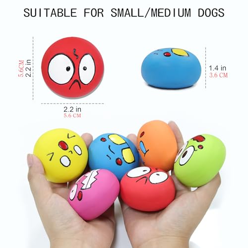 Latex Dog Chewing Squeaky Ball Toys Face Fetch Play Toy for Puppy Small Medium Pets Dog cat (6 PCS(C)) - color: 6 PCS(C)