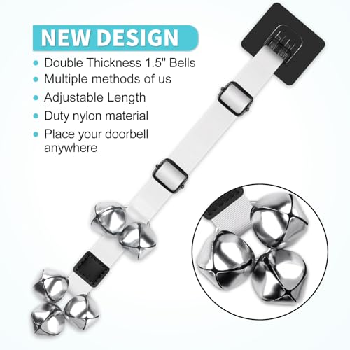 COOYOO Dog Doorbells, Adjustable Potty Training Dog Bells, Upgraded for Training Your Puppy The Easy Way, Premium Quality Housetraining Hanging Bell-5 Extra Large Loud 1.5 DoorBells - color: 05-Grey