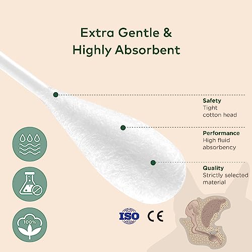 ARCA PET Cotton Swabs for Dogs and Cats - Cat & Dog Ear Cleaner Long Cotton Swab - Extra Large Cotton Head, Cat & Dog Ear Cleaning Kit for Puppies, Multipurpose Pet Cotton Swabs (Extra Large 100 Buds) - size: Extra Large 100 Buds