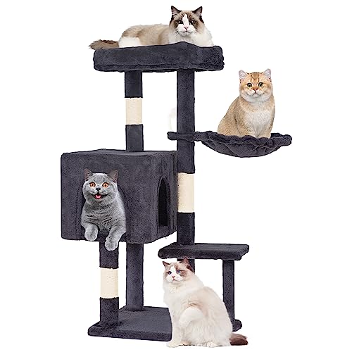 FDW 37.8" Cat Tree Tower | Dark Gray | Multi-Level Indoor Activity Center - color: Dark Gray