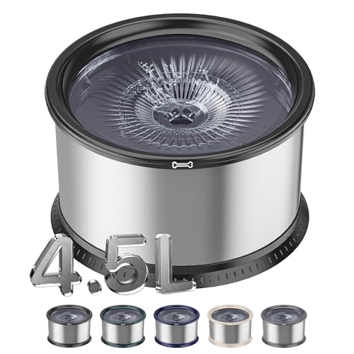 4.5L Stainless Steel Dog Water Bowl, No Spill Water Bowl for Dogs - color: Black, size: 4.5L