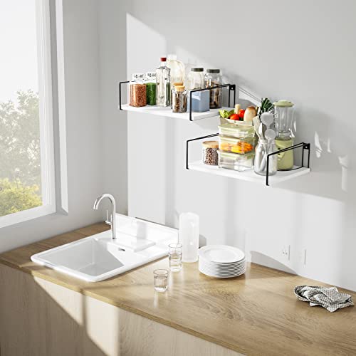 SRIWATANA Deep Floating Shelves for Wall 16''W x 12''D, Wide Shelves White - color: White