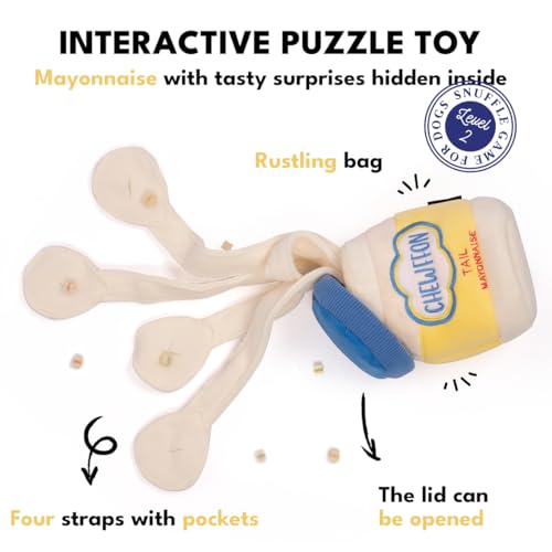 CHEWFFON Dog Enrichment Toys, Snuffle Crinkle Toy for Mental Stimulation - style: Mayonnaise