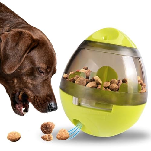 Interactive Dog Treat Toy Adjustable Treat Dispensing Ball Food Dispenser Tough Slow Feeder Puppy Enrichment Training Toy Pet Interactive Chase Toys for Small Medium Dogs Gift for Pets (Green) - color: Green