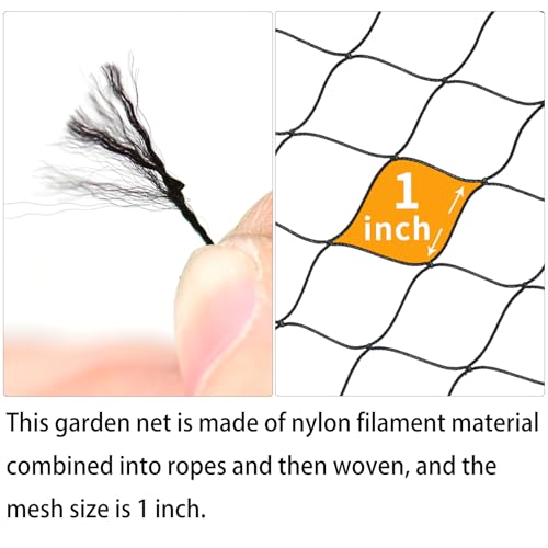 9 x 50 FT Bird Netting for Garden, 1" Square Mesh Size Heavy Duty Nylon Chicken Coop Netting for Blueberry Bushes, Fruit Trees and Vegetable Against Birds, Deer, Squirrels (9X50FT) - size: 9X50FT