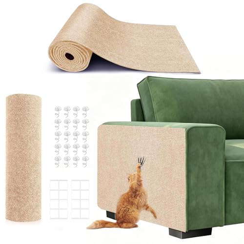 Self-Adhesive Cat Scratching Mat, Couch Protector from Cat Claws, Beige - color: Beige, size: 78.7"X15.8"