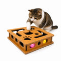 Cat Nail File Scratcher Box MDF Puzzle Toy with Sandpaper - color: Brown