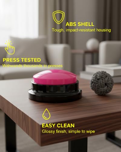 Dog Talk Buttons Voice Recording Button for Communication and Pet Training 30-Second Record & Playback Talking Button for Study, Office, Family, and Kids (Pink, one) - color: Pink