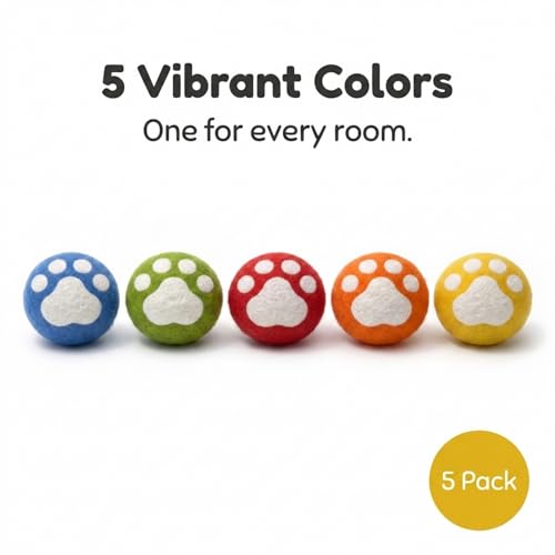 Glaciart One Catnip Wool Balls for Cats 5 Pack, Felt Cat Toys - color: Paw Design Balls