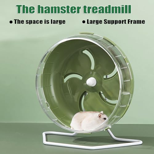 Hamster Wheel, 8.5 inch Silent Hamster Exercise Running Wheel with Stand,Pet Small Animals Exercise Running Toys,Adjustable Quiet Spinner for Guinea Pigs, Sugar Gliders, Gerbils (Green, 8.5in) - color: green