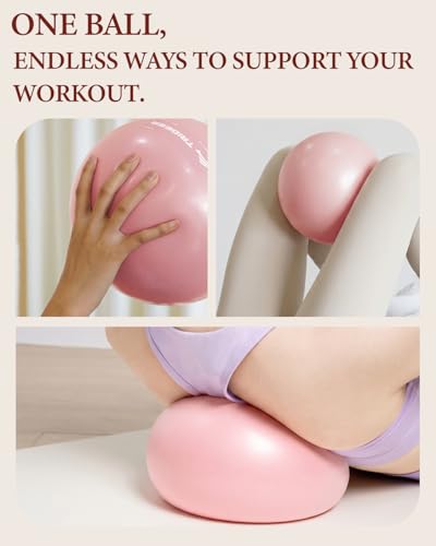 Trideer 9 Inch Pilates Ball with Inflation Straw, Small Exercise Yoga Ball - color: Blush Pink