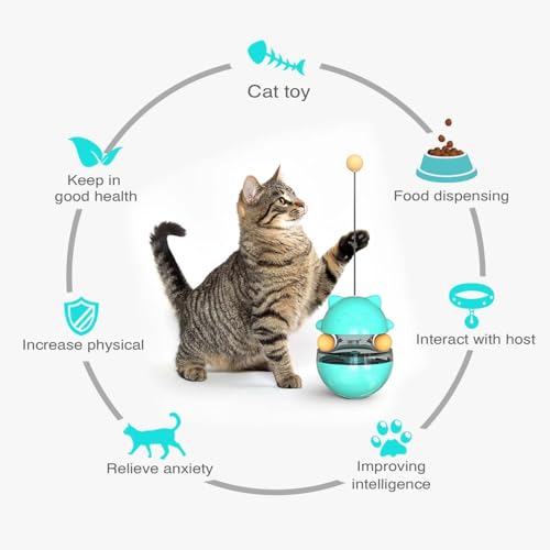 Interactive Cat Toy for Indoor Cats Wobble Treat Dispenser Ball (Blue) - color: Blue