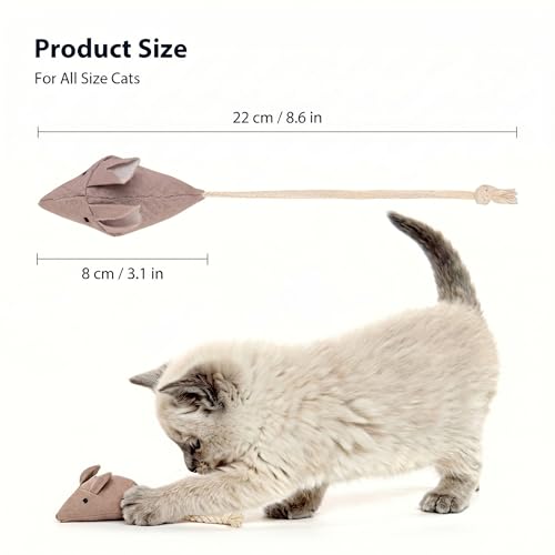 Catnip Mice Cat Toys, 6 Pcs Interactive Fabric Mouse Toys for Indoor Cats - size: Small