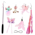 SONGWAY Cat Wand Toys for Indoor Cats - Cat Toy Set with Retractable Teaser Wand and 6 PCS Fairy Feather Toy Refills, Butterfly Tassel Plush Cat Toys Interactive, Pink - color: Pink