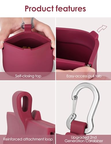 1 Cup Silicone Dog Training Treat Pouch (Red) - color: Red