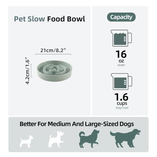 Havniva Ceramic Slow Feeder Dog Bowls, 8.3 in Slow Feeder for Medium Breed - color: Light Green