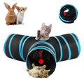 3-Way Collapsible Cat Tunnel Tube Toy Black Blue - color: Black Blue