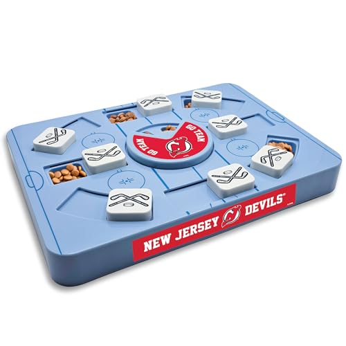 Pets First NHL NEW Jersey Devils Large Puzzle Toy, New Size, Interactive Dog Treat & Slow Feeding Toy - color: NEW JERSEY DEVILS