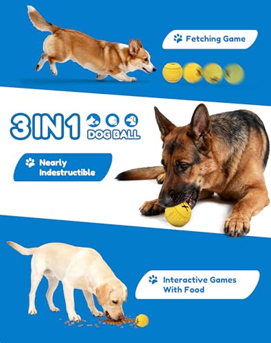 Treat Dispensing Dog Toy Ball, Puzzle Slow Feeder Puppy Toy, 3'' Yellow