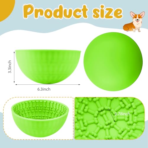 Patelai 2 Pcs Dog Lick Bowl, Slow Feeder Bowl for Dogs, Orange, Green, Bone - color: Orange, Green