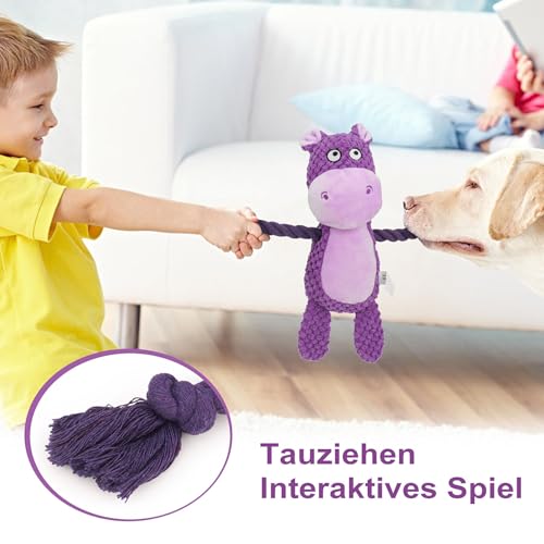 Dog Toys, Dog Squeaker Toys with Crinkle Paper (Purple Hippo) - color: Purple Hippo