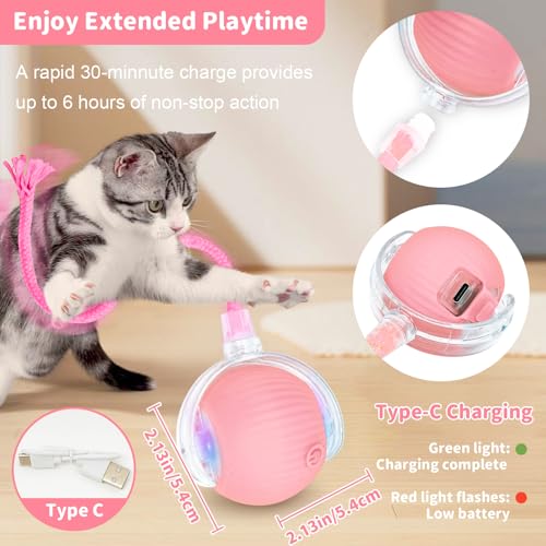 Cat Toys for Indoor Cats Smart Automatic Ball Moving Chase Dogs Toy, Pink - color: A3-Pink