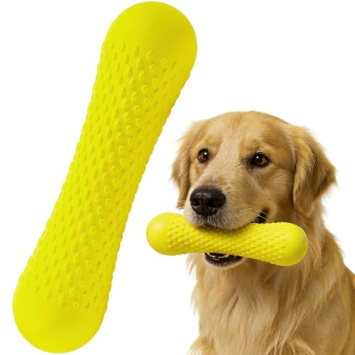 Kimee Natural Rubber Dog Chew Toys Tough Dog Toys for Aggressive Chewers - color: Yellow-Bone