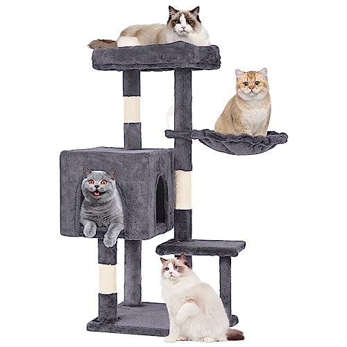 FDW 37.8" Cat Tree Tower | Light Gray | Multi-Level Indoor Activity Center - color: Light Gray