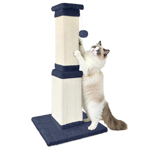 Cat Scratching Post for Indoor Cats, 32Inch Sisal Cat Scratcher - color: Blue