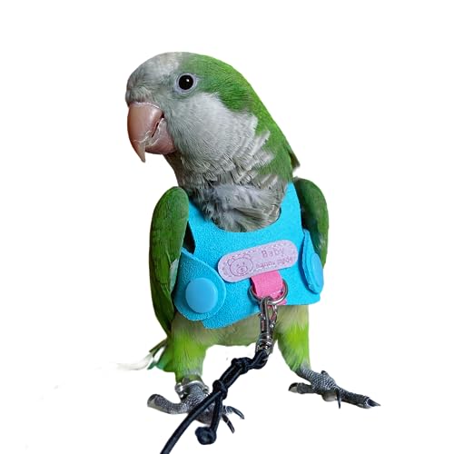 Bird Flight Harness Vest, Parrot Flight Suit with Leash for Parakeets Cockatiels Conures Budgies, Bird Flying Clothes with Rope and Handle for Outdoor Activities Training, Anti Bite (M) - size: M