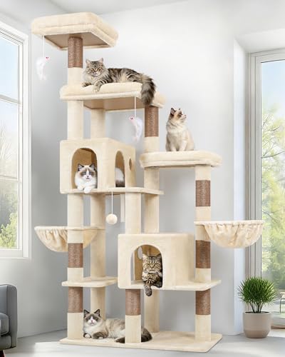 Globlazer 74in Large Sturdy Cat Tree for Large Cats, F74F, Beige - color: Beige
