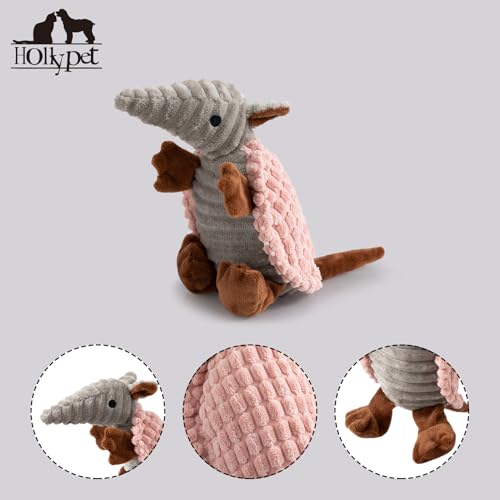 Hollypet Armadillo Squeaky Puppy Dog Toys for Small Medium Dogs, 8" - color: Light Pink, size: 8 IN
