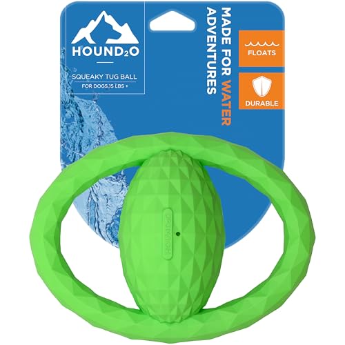 Playology Hound2O Squeaky Tug Ball - Floating Outdoor Dog Toy - Green - color: Green