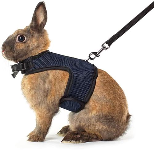 Rabbit Harness with Leash Set Escape Proof, Soft Bunny Mesh Vest Black XL - color: Black, size: XL (Neck:7"-11.5" Chest:9.8"-15.7")