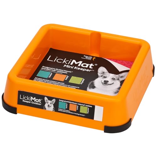 LickiMat Mini Keeper. Designed to Enhance LickiMat Experience and Extend LickiMat into Full Feeder for Small Dogs. (Orange) - color: Orange