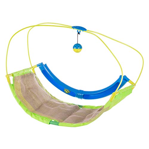 PETMAKER Interactive Cat Toy Rocking Activity Mat- Swing Playing Station with Sisal Scratching Area, Hanging Toy, Rolling Ball for Cats and Kittens - style: Rocking Mat