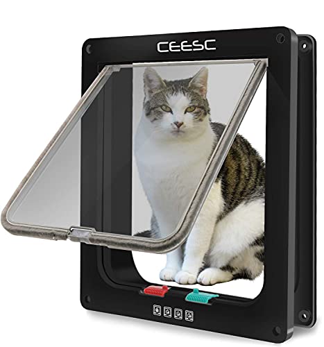 CEESC X-Large Cat Door for Interior/Exterior, Black, for Pets up to 25 lbs - color: Black, size: XL- Inner size: 7.9"(W) x 8.7"(H)