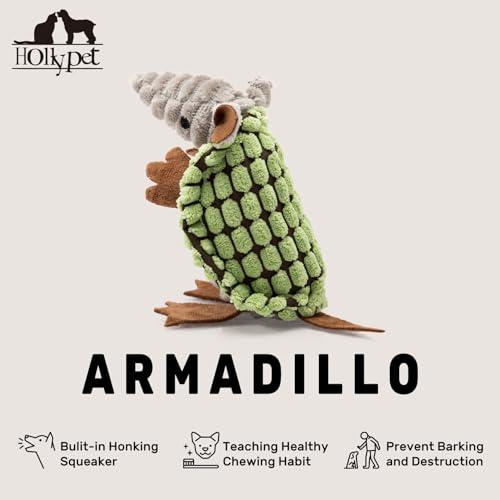 Hollypet Armadillo Squeaky Puppy Dog Toys for Small Medium Dogs, 6" - color: Cantaloupe Green, size: 6 IN