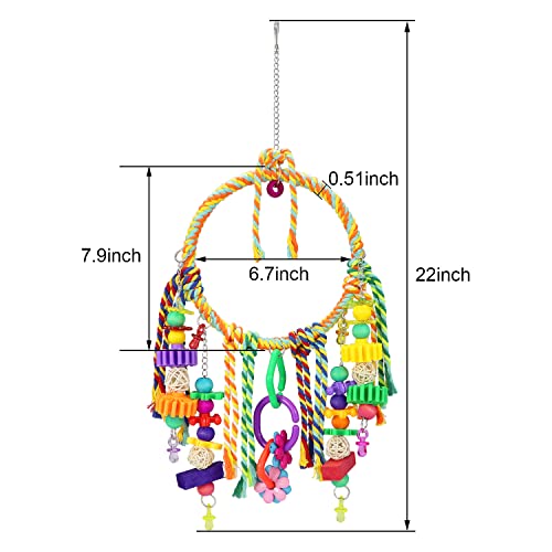 Bird Swing Toy with Perches - Colorful Chewing Toys for Parakeets, Meyers Cockatiel, Conure, Quaker, Caique & Other Medium Sized Birds
