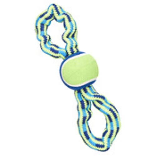 SPOT Colorful Rope Bungee Dog Toy with Squeaker | Tug of War Rope and Tennis Ball Toy for Small and Large Dog Breeds | Fetch Dog Toy | 13"