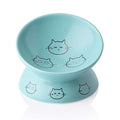 Sweejar Ceramic Raised Cat Bowls, Slanted Cat Dish Food or Water Bowls, Elevated Porcelain Pet Feeder Bowl Protect Cat's Spine, Stress Free, Backflow Prevention (Turquoise) - color: Turquoise, style: 5 Inch