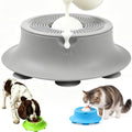 Slow Feeder Dog Bowl Lick Mat with Rolling Ball for Dog & Cat, Silicone - color: Grey