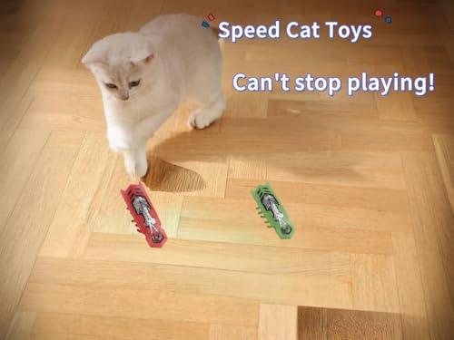Cat Bug Toy Electric Moving Interactive Cat Toy for Indoor Cats Educational Cat Teaser Toy 2PCS Electronic Beetle Interactive Set for Indoor Cats Kitten Chase Exercise Battery Operated - color: Green+red