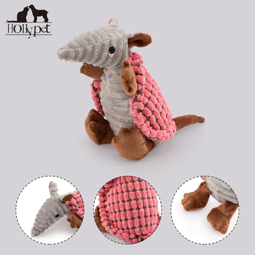 Hollypet Armadillo Squeaky Puppy Dog Toys for Small Medium Dogs, 8" - color: Bright Pink, size: 8 IN