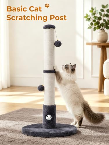 Woochpet Funny Cat Scratching Posts Sturdy Scratcher Posts 33'' Grey - color: Dark Grey, size: 33‘’