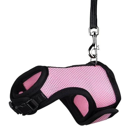 Rabbit Leash and Harness Set Escape Proof Soft Mesh Bunny Harnesses Pink XL - color: Pink, size: XL (Neck:7"-11.5" Chest:9.8"-15.7")