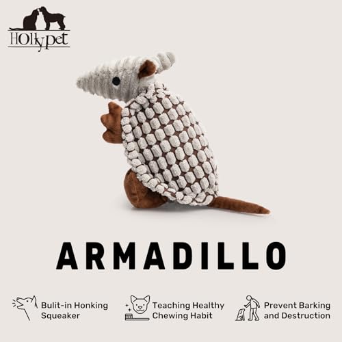 Hollypet Armadillo Squeaky Puppy Dog Toys for Small Medium Dogs, 8" - color: Gray, size: 8 IN