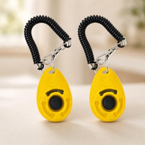 1/2pcs Oval Clicker Training Aid for Dogs, Plastic Dog Clicker Wrist Strap
