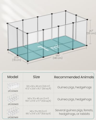 SONGMICS Pet Playpen, Small Animal Playpen with Floor - color: White, style: 20 Panels - 57.1"L x 28.3"W x 22.4"H