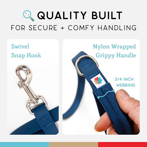 Wildebeest Funston Waterproof Dog Leash - Heavy Duty 4ft Long Leash for Small, Medium and Large Dogs - 1000D Nylon, Scratch & Stink-Resistant & Pill-Free - Nylon Wrap Handle (3/4" Wide, 4 ft Length) - color: Navy, size: 4 ft